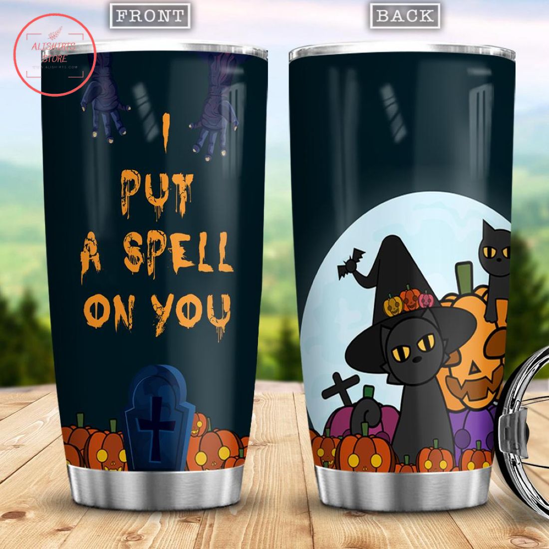 I Put A Spell On You Black Cat Witch Halloween Tumbler