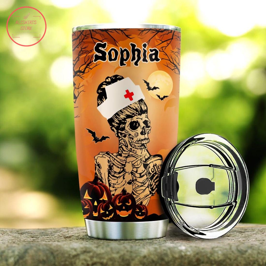 Halloween Nurse NUR Personalized Stainless Tumbler