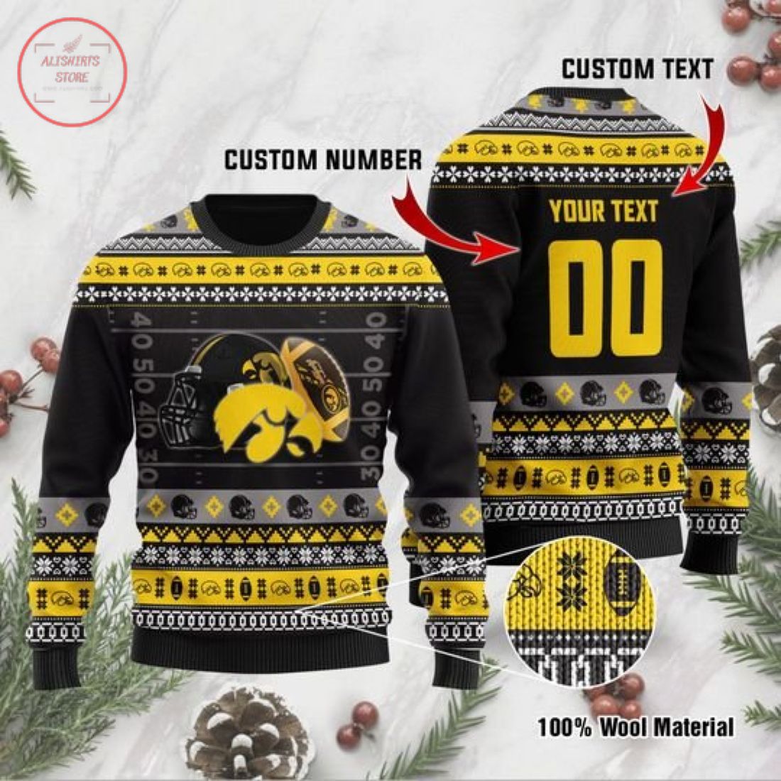 NCCA IOWA Hawkeyes Custom Ugly Christmas Sweater