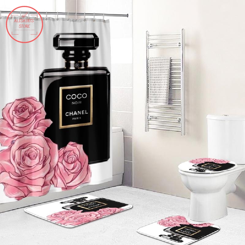 Chanel Rose Perfume Shower Curtain Window Curtain