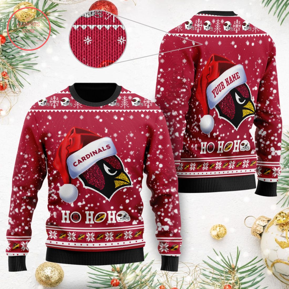 Arizona Cardinals Wearing Santa Claus Hat Ugly Christmas Sweater