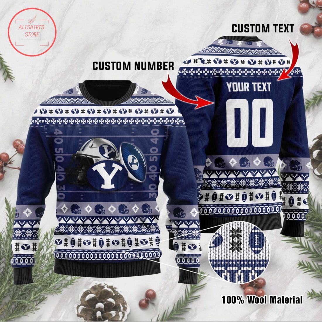 BYU Cougars Personalized Ugly Christmas Sweater