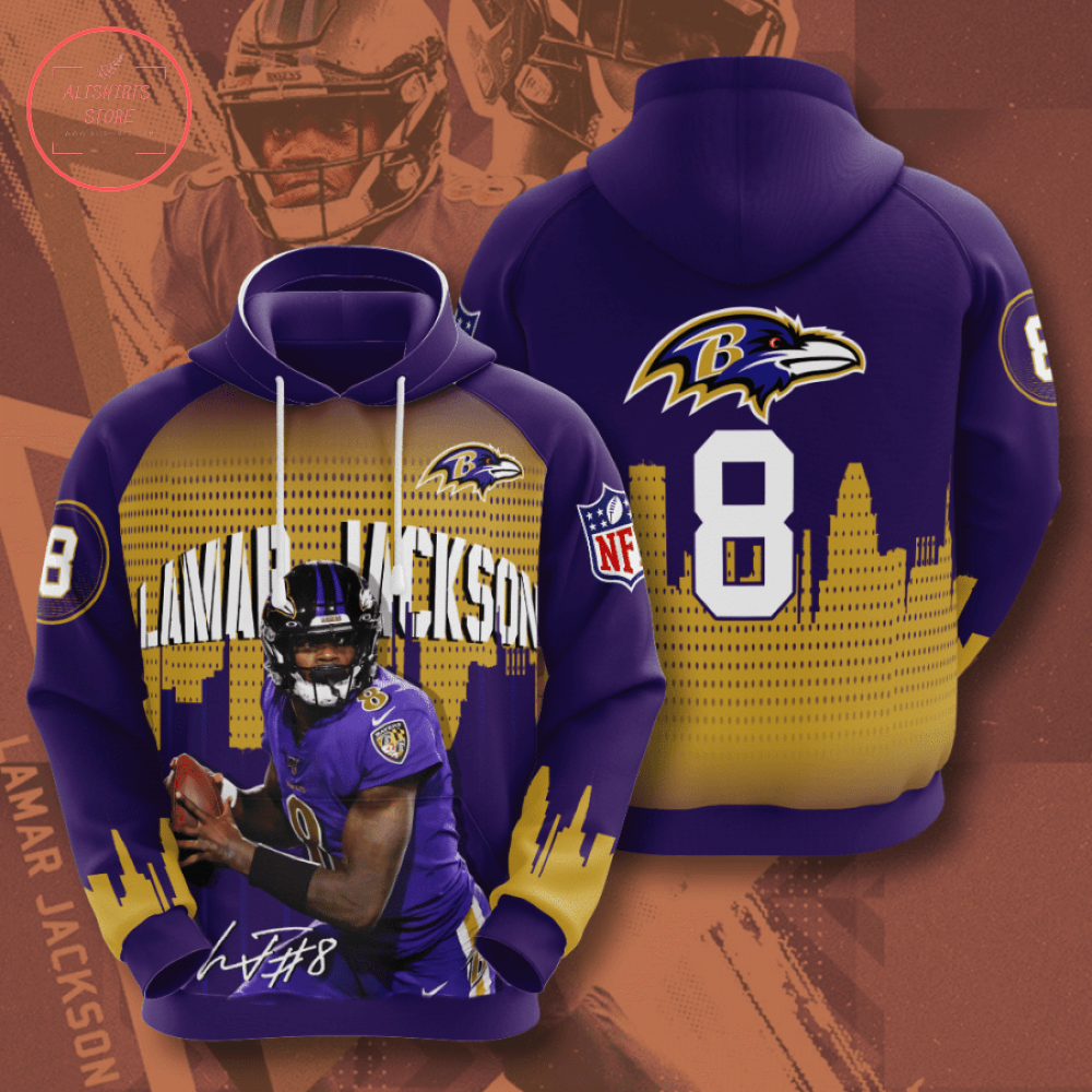 Baltimore Ravens Lamar Jackson 3D Hoodie