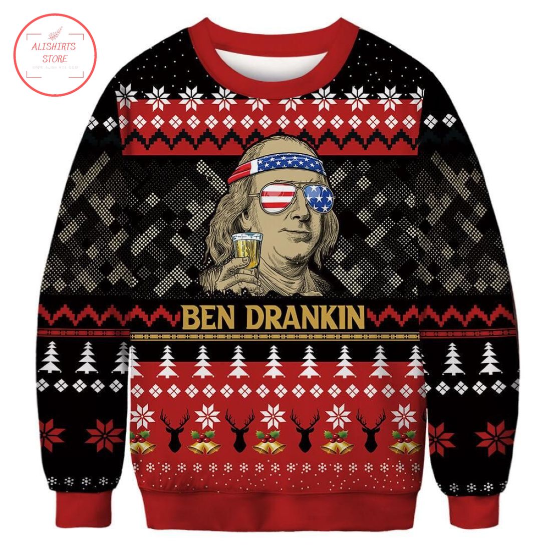 Ben Drankin USA Flag Ugly Christmas Sweater