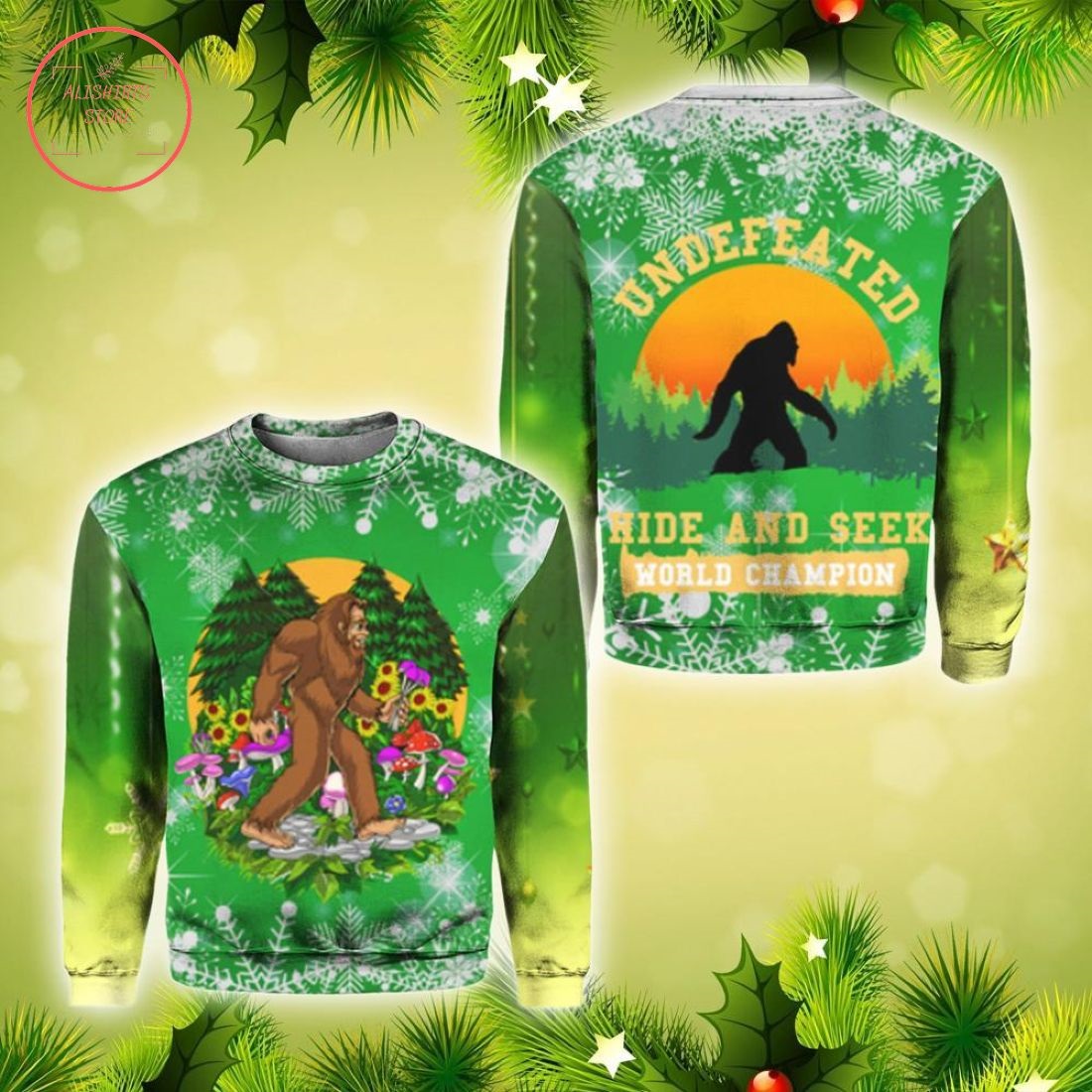 Bigfoot Hide And Seek Christmas 3D All Over Print Shirts, Hoodie