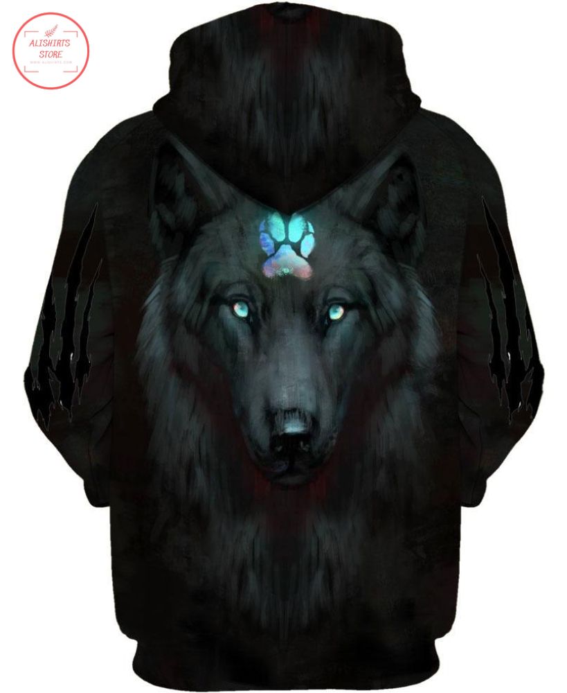 Black Wolf Blue Claw 3D Hoodie