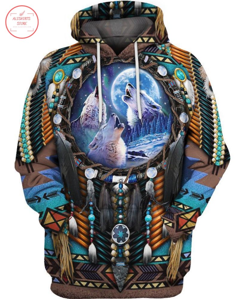 Blue Worlf Dreamcatcher 3D Hoodie