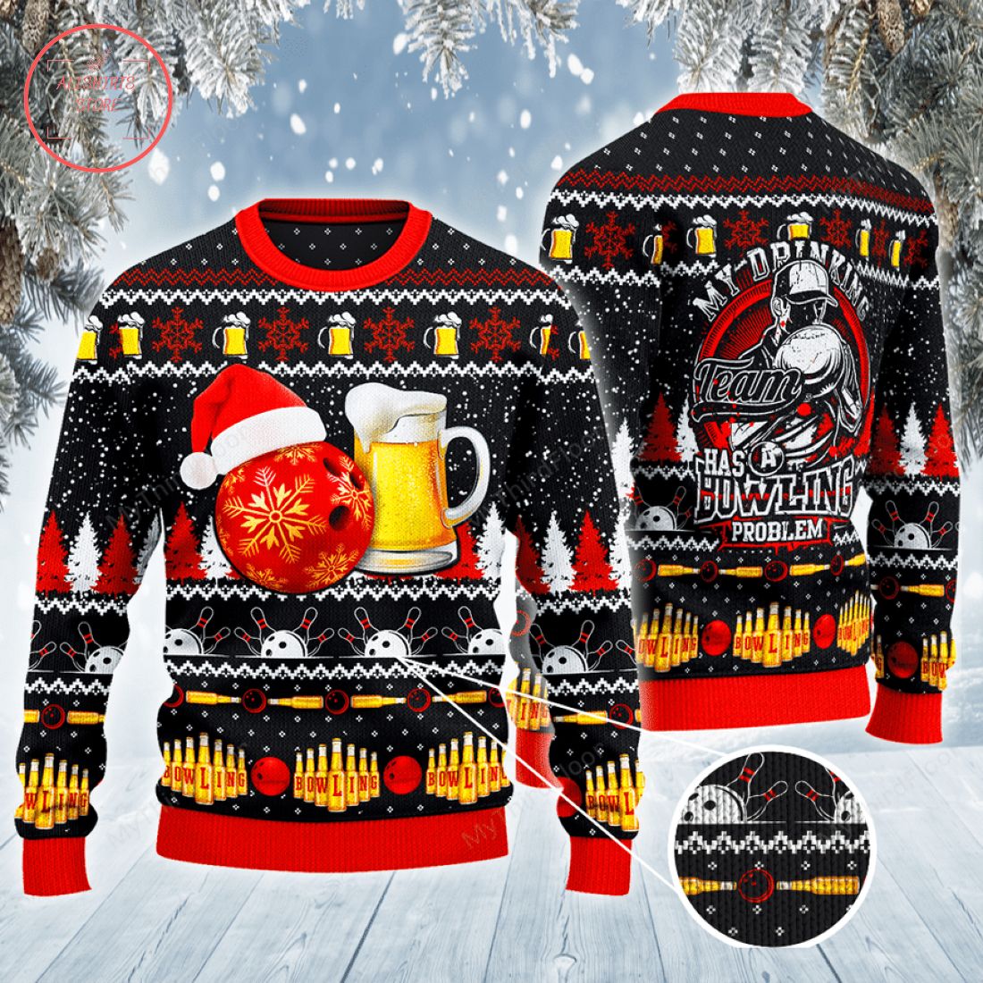 Bowling And Beer Lovers Gift Ugly Christmas Sweater