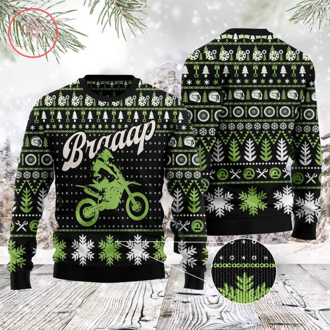 Braap Motorcycle Ugly Christmas Sweater