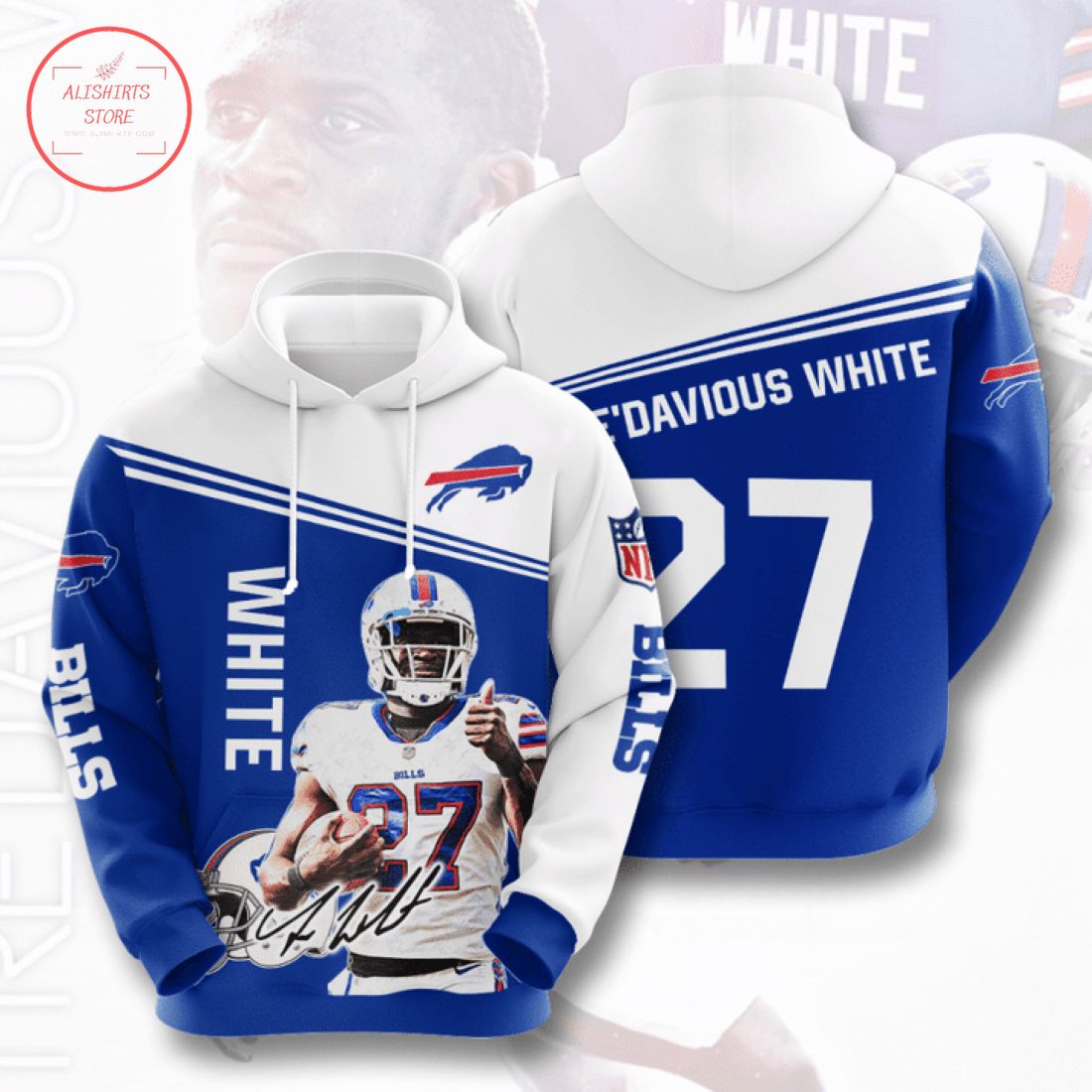 Buffalo Bills Tre'Davious White 27 Hoodie 3d