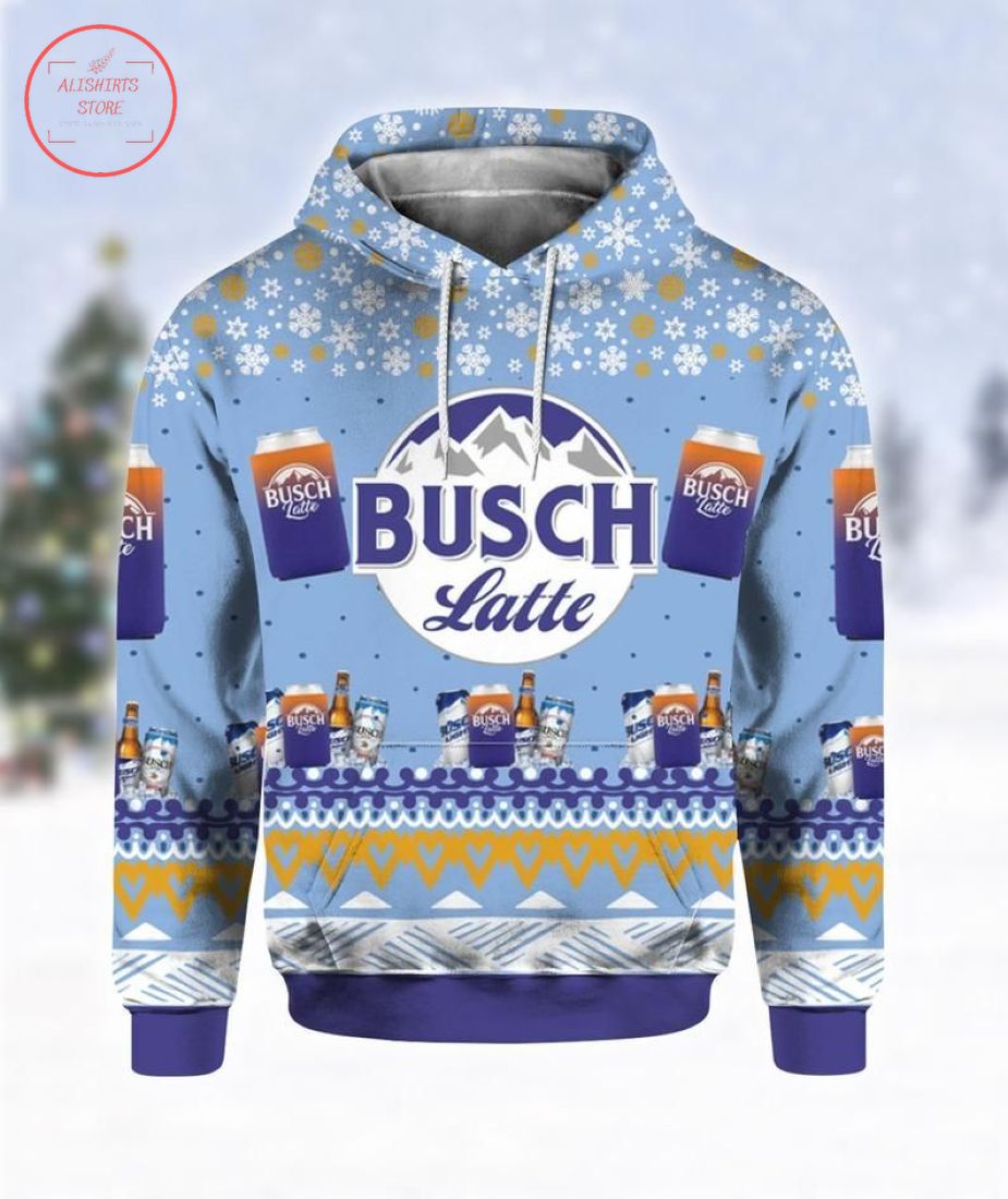 Busch Latte Beer Print Ugly Christmas Hoodie 3d