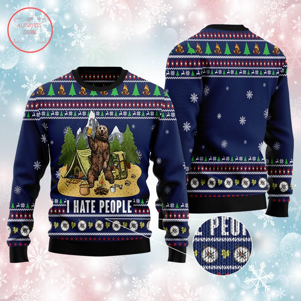 Camping I Hate People Ugly Christmas Sweater