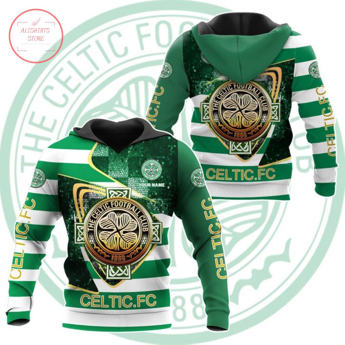 Celtic FC Custom Name 3D Hoodie