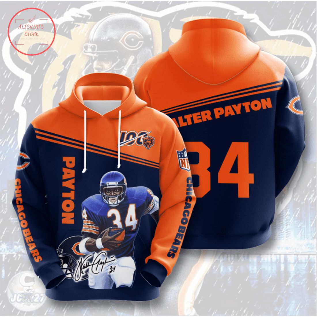 Chicago Bears Walter Payton Hoodie 3d