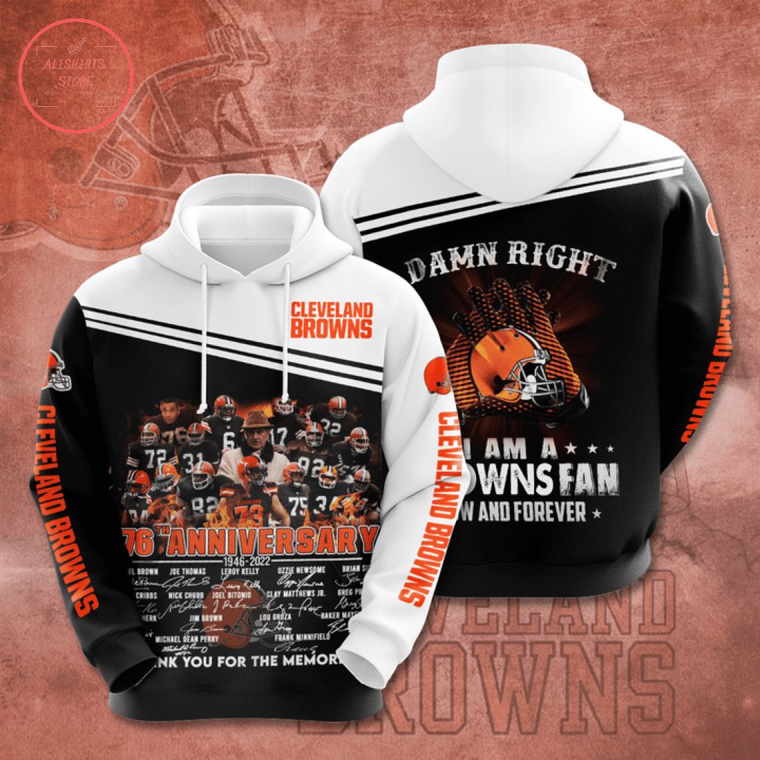 Cleveland Browns 76th Anniversary 1946 2022 Hoodie 3d