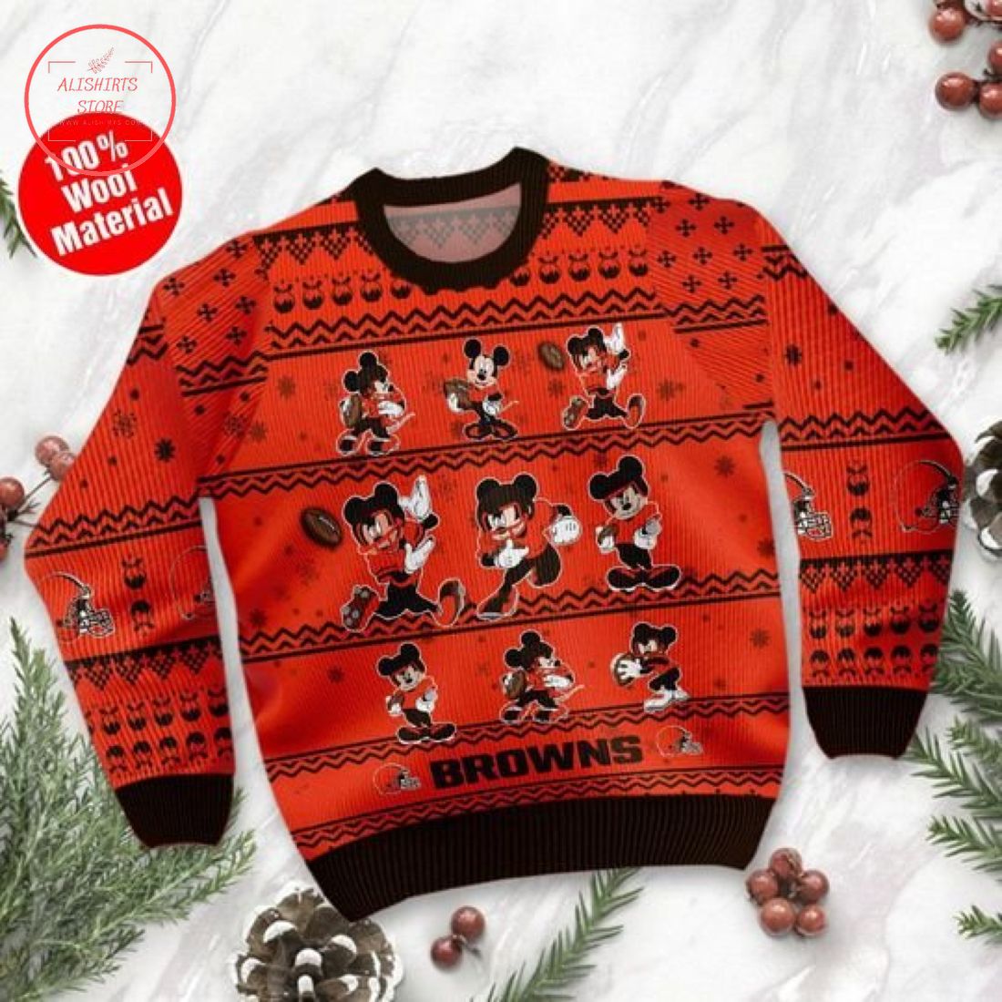 Cleveland Browns Mickey Mouse Ugly Christmas Sweater