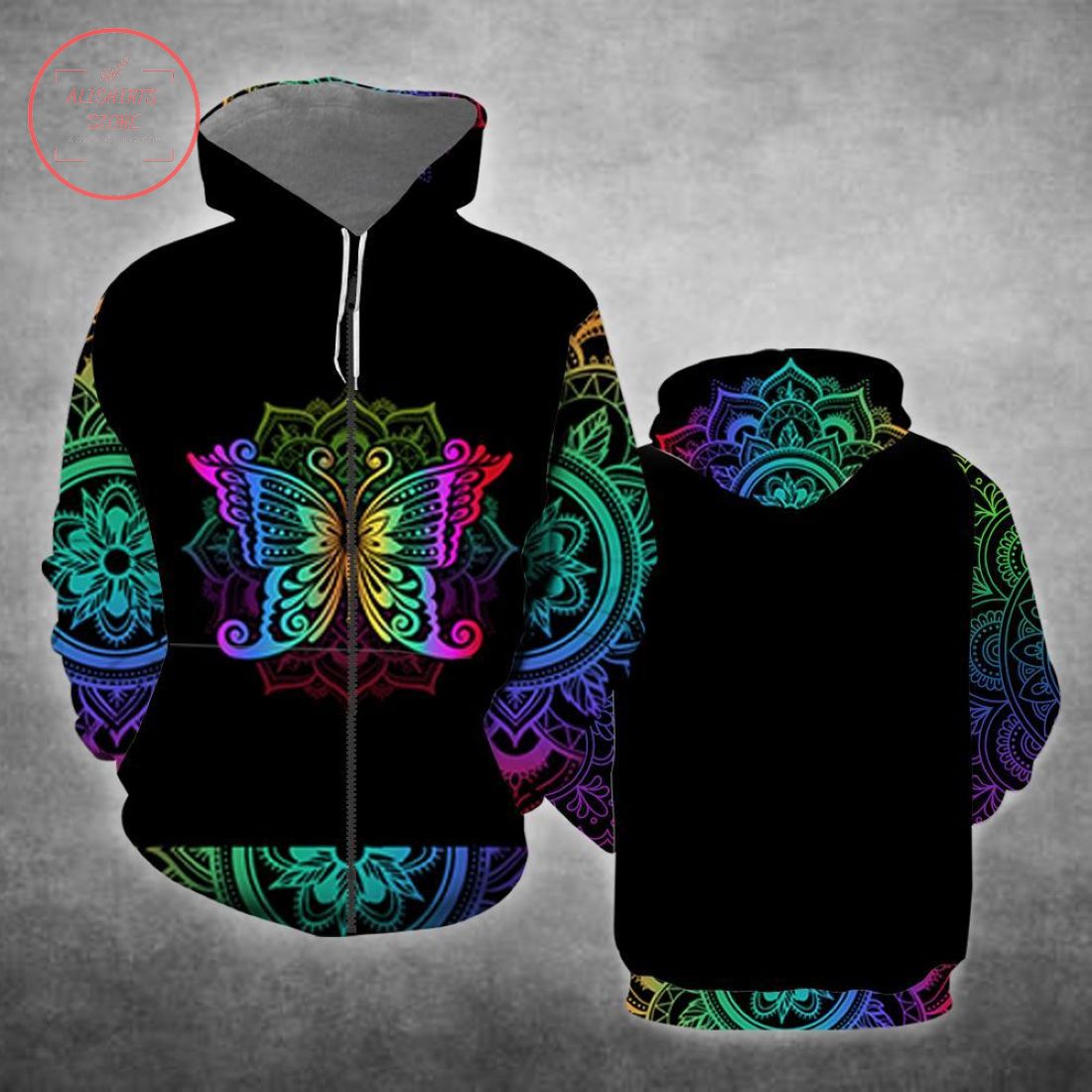 Colorful Mandala Butterfly Hippie 3D Hoodie