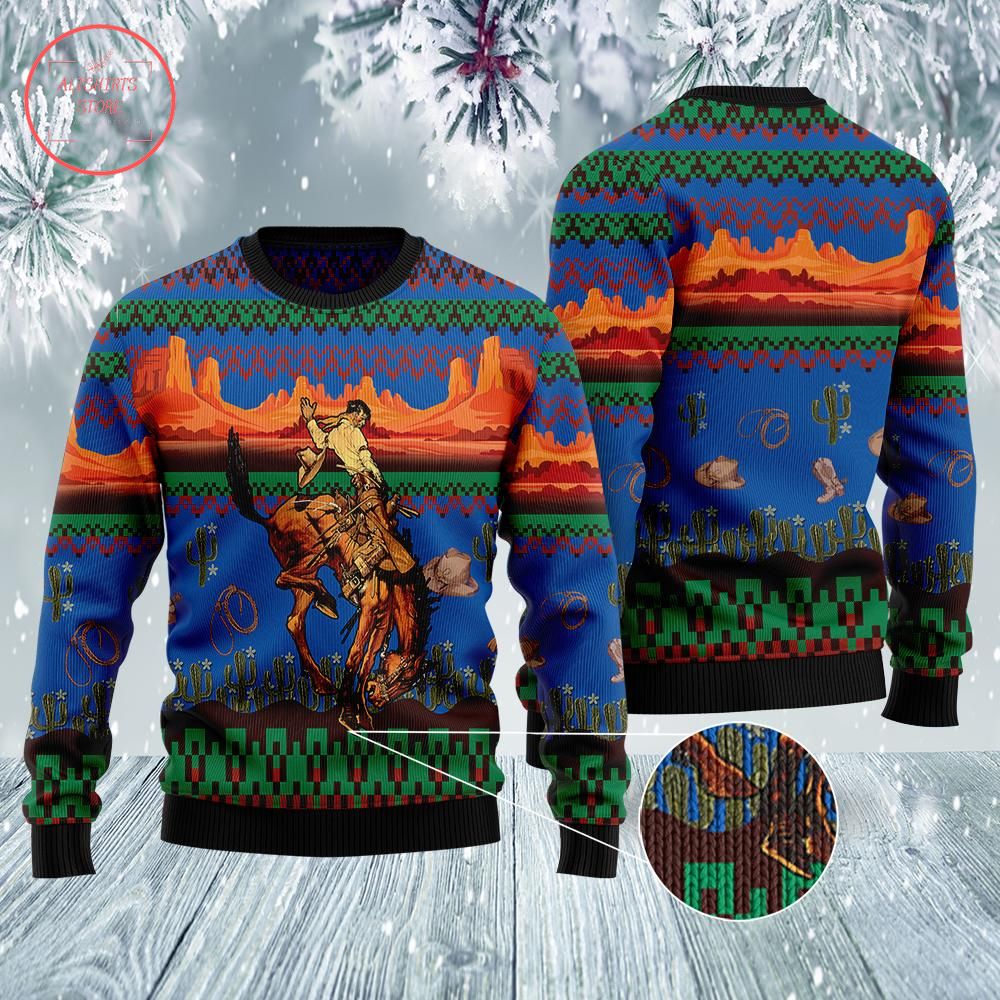 Cowboy Desert Horse Ugly Sweater