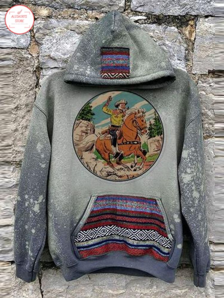 Cowboy on a Horse Print Hoodie