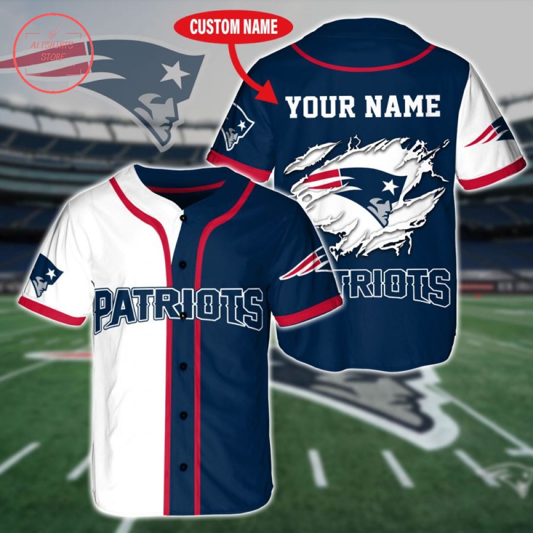 Custom Name New England Patriots Baseball Jersey Shirt