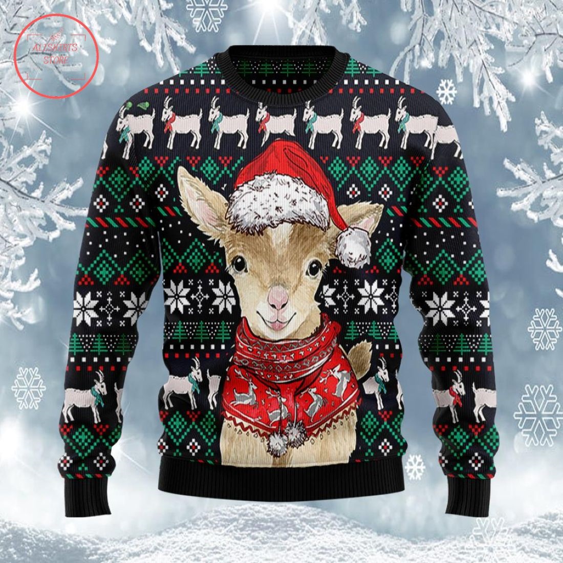 Cute Christmas Goat Ugly Christmas Sweater