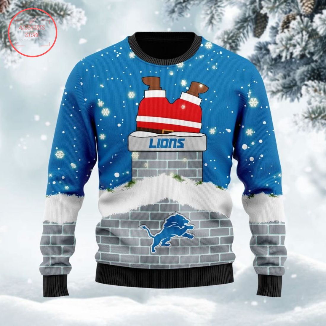 Detroit Lions Santa Claus Custom Ugly Christmas Sweater
