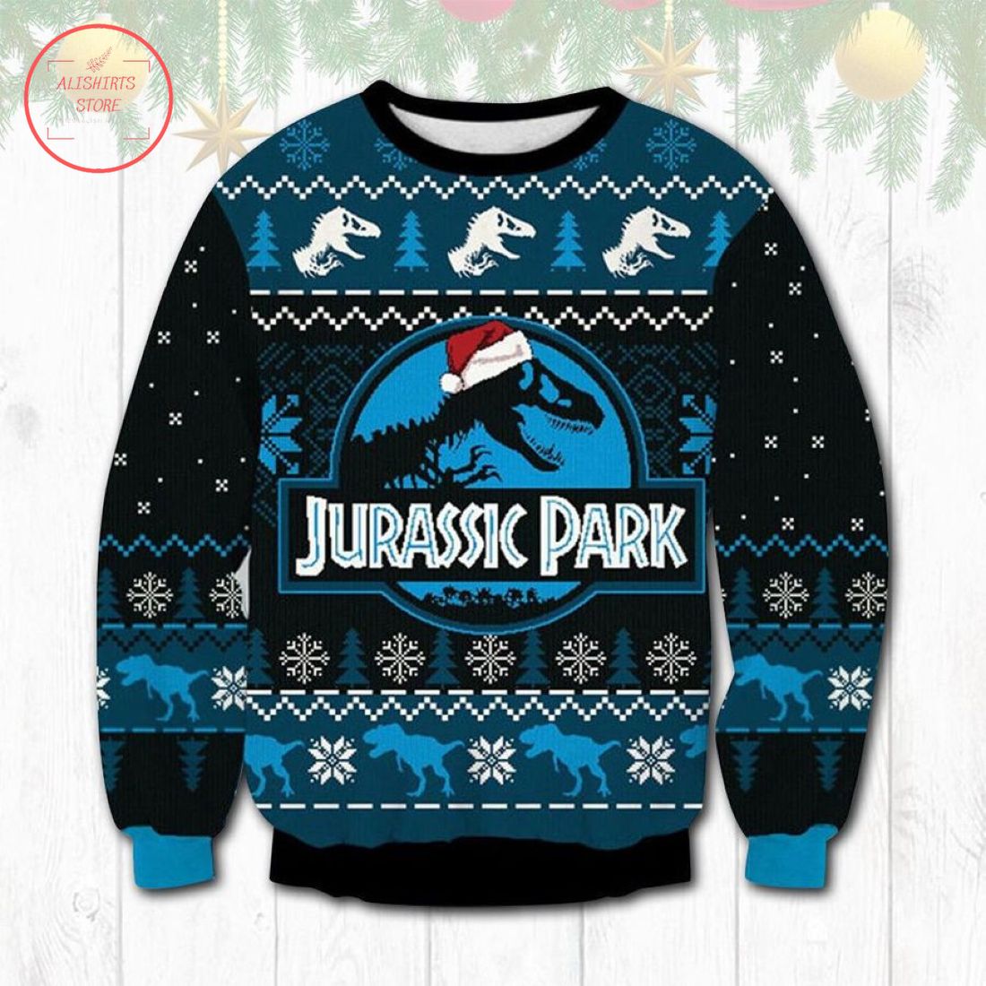 Dinorsaur Jurassic Park Ugly Christmas Sweater