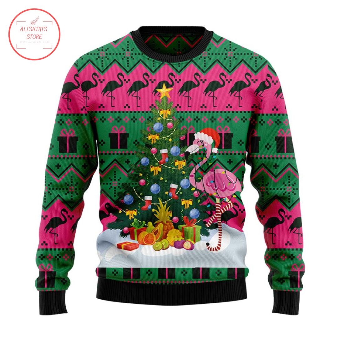 Flamingo Tree Ugly Christmas Sweater