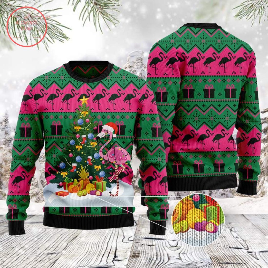 Flamingo Tree Ugly Christmas Sweater