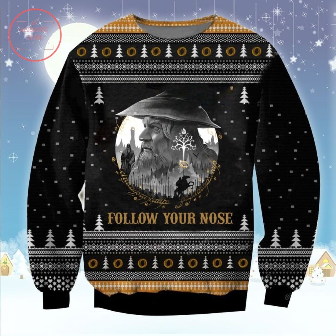 Follow Your Nose Lord Of The Rings Ugly Christmas Sweater