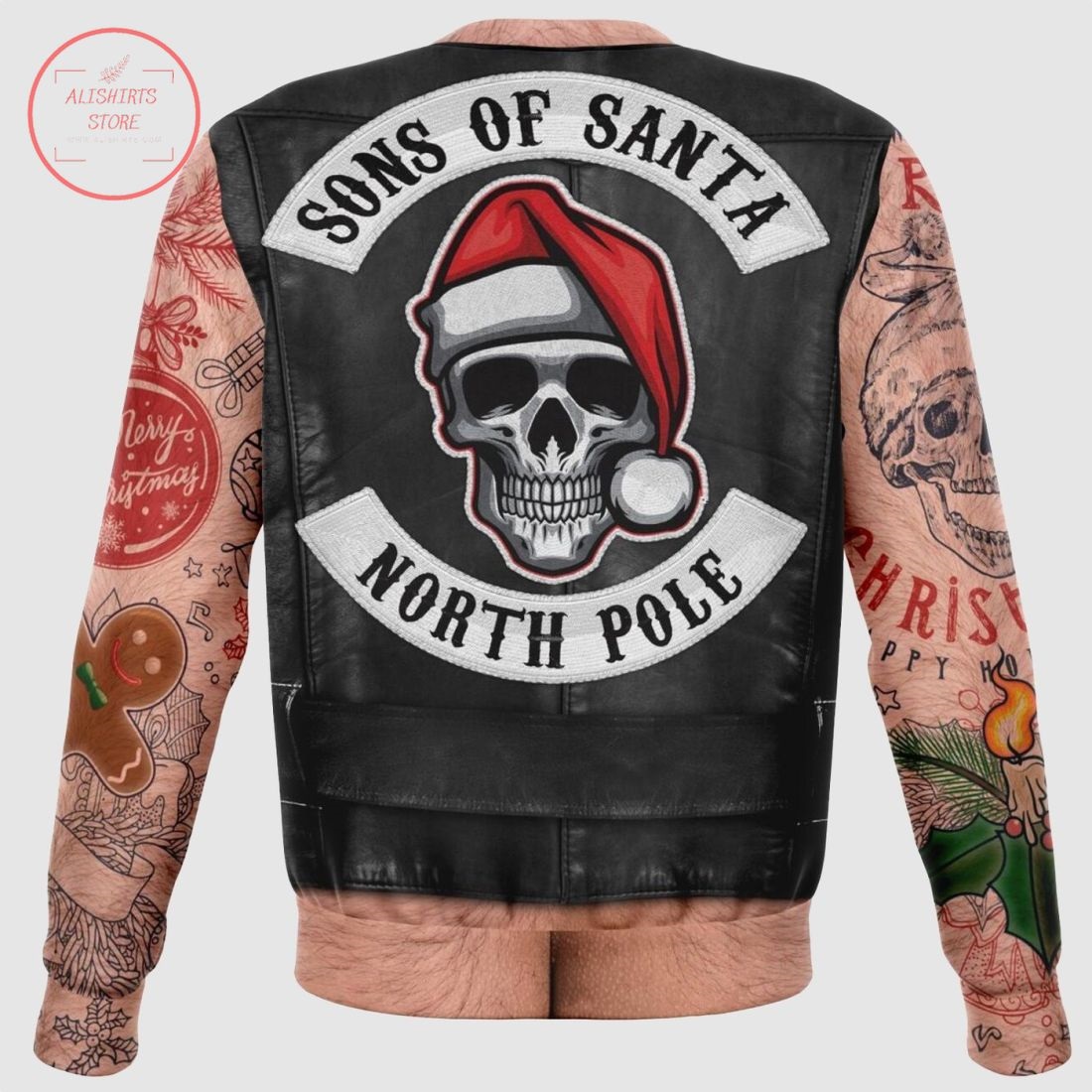 Funny Bare Skin Sons of Santa Ugly Christmas Sweater