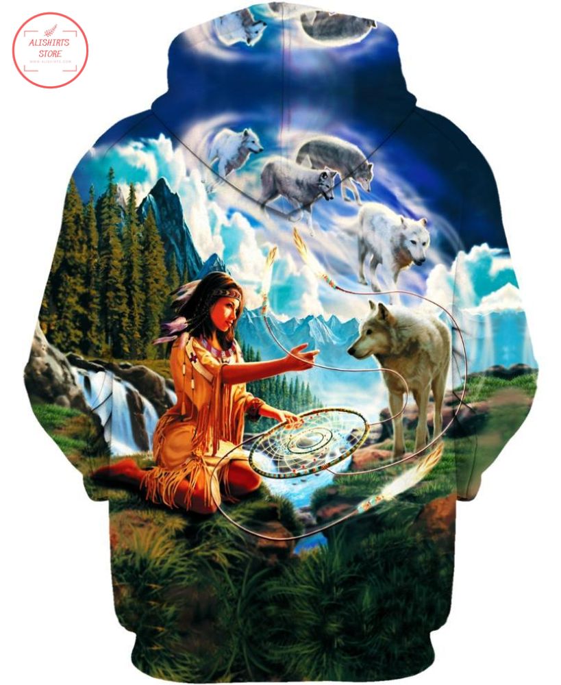 Girl with Wolft 3D All Over Print Hoodie