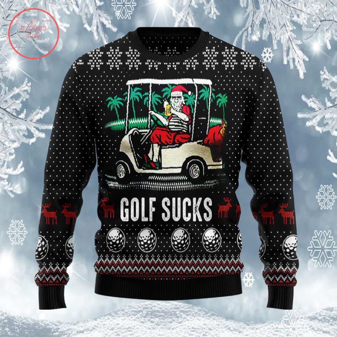 Golf Sucks Santa Claus Ugly Christmas Sweater