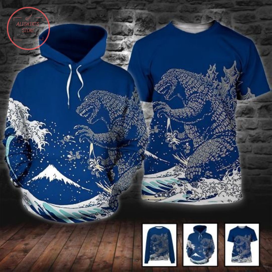 Great Wave of Godzilla 3D Hoodie