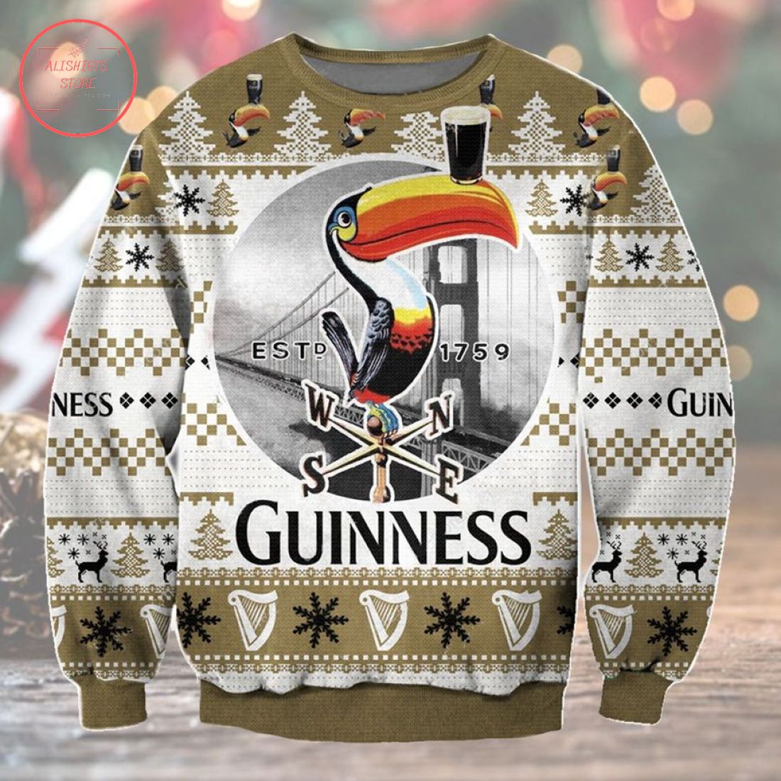 Guinness Beer 1759-toucan Ugly Christmas Sweater