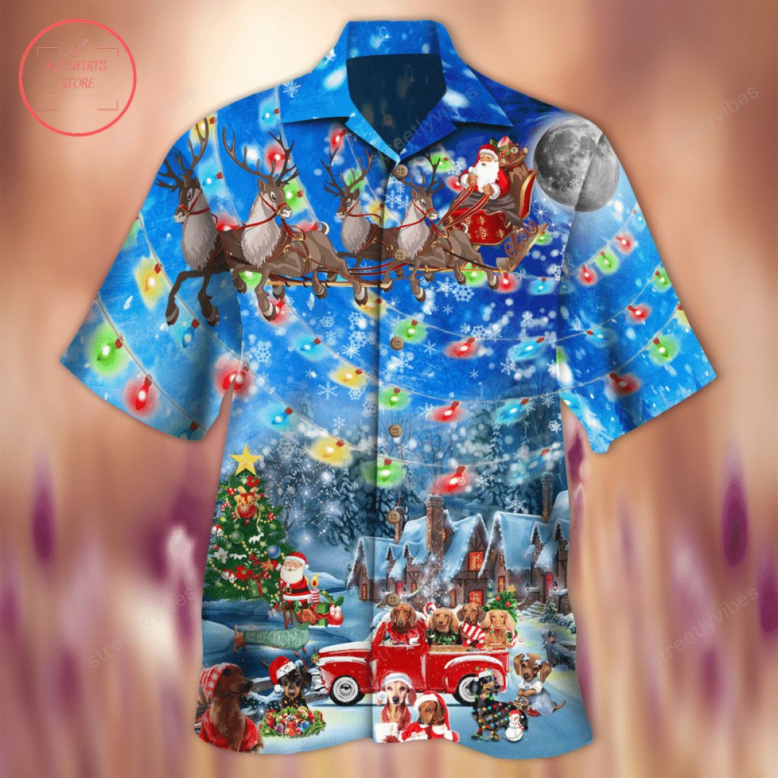 Happy Dachshunds Christmas Hawaiian Shirt