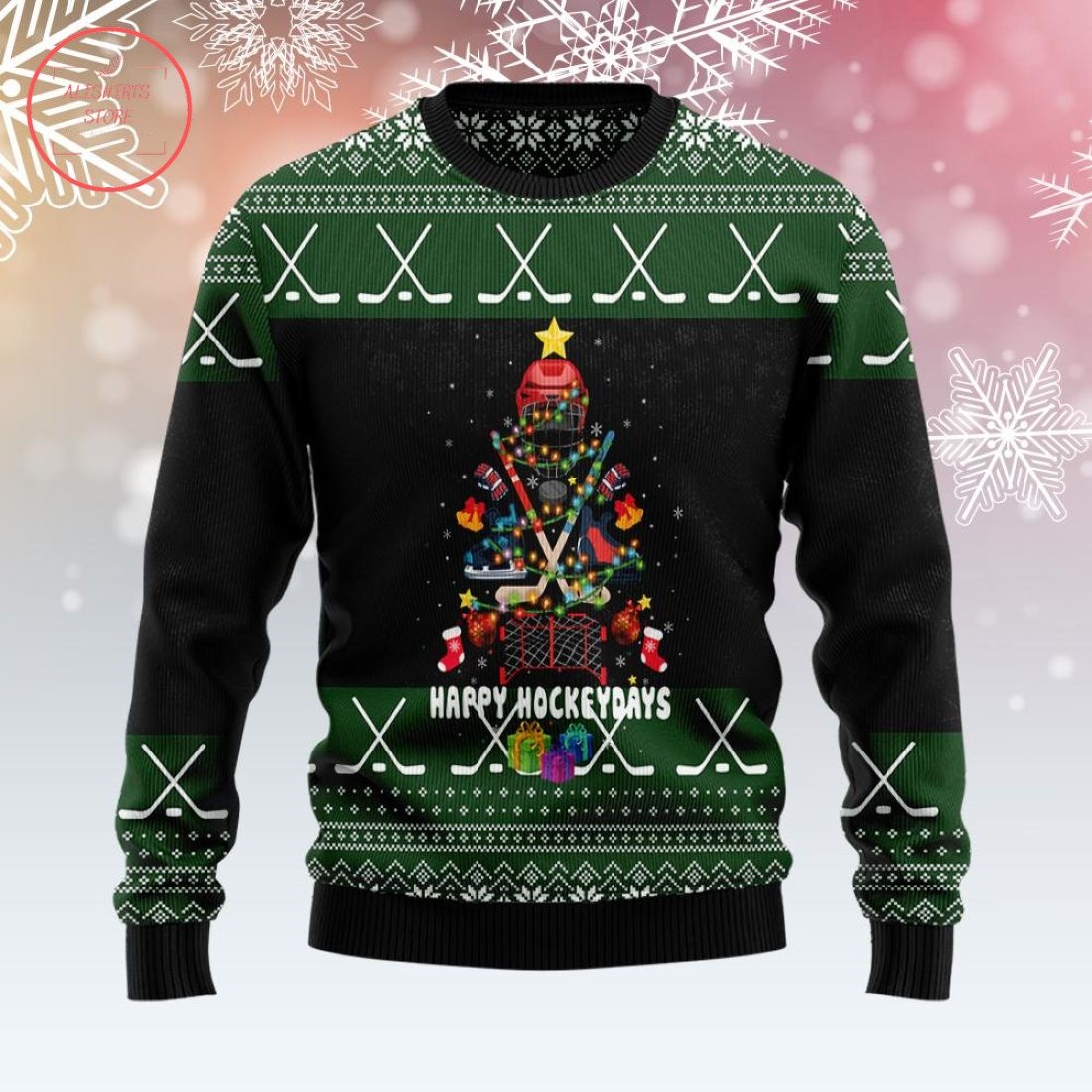 Happy Hockeydays Christmas Tree Ugly Sweater