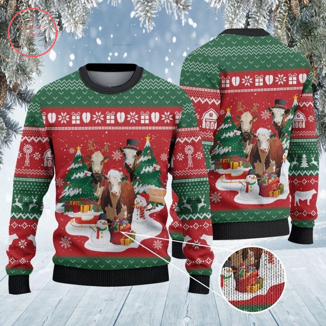 Hereford Cattle Lovers Ugly Christmas Sweater