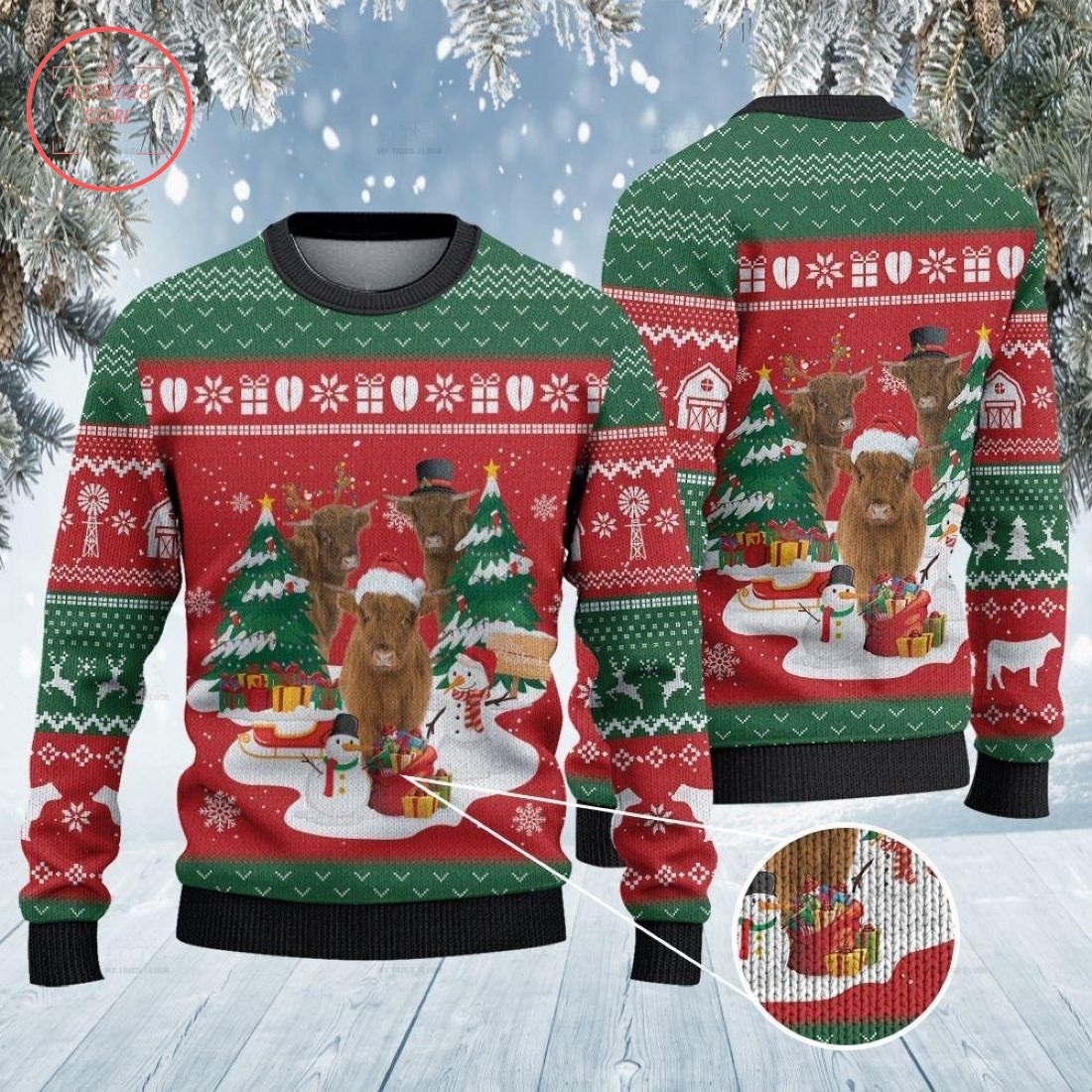 Highland Cattle Lovers Ugly Christmas Sweater