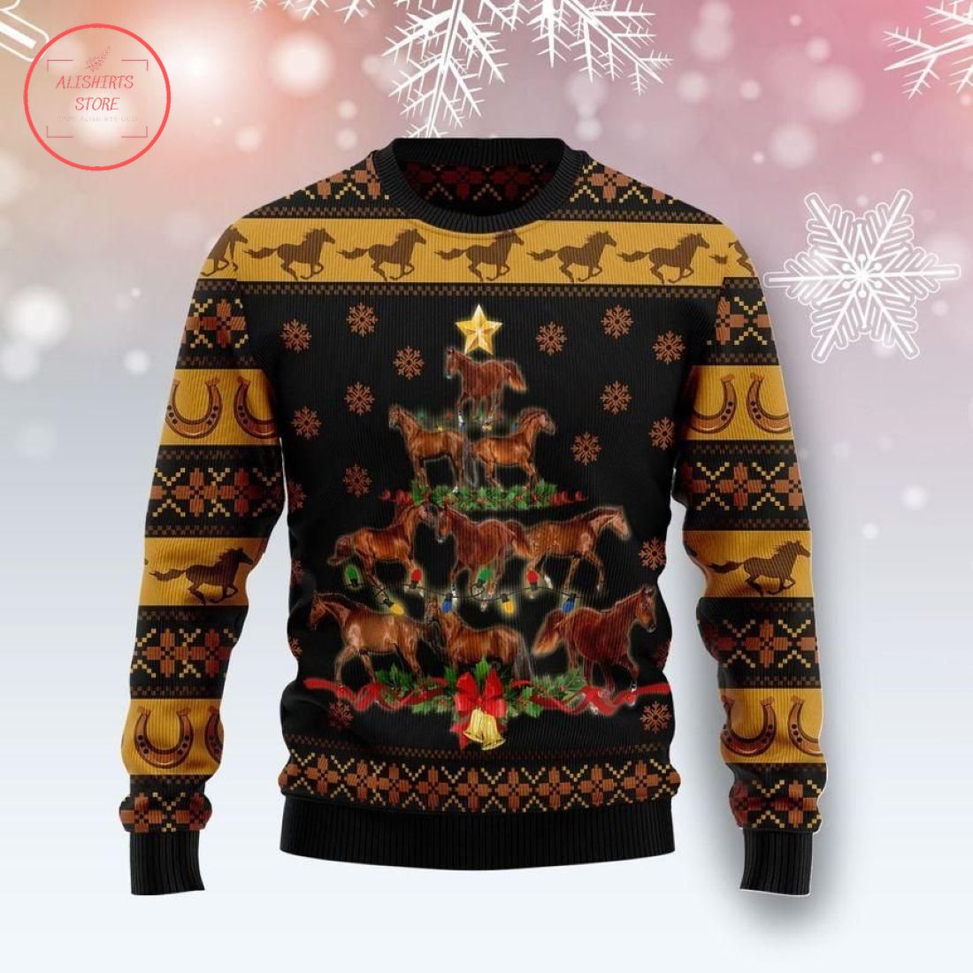 Horse Christmas Tree Ugly Christmas Sweater