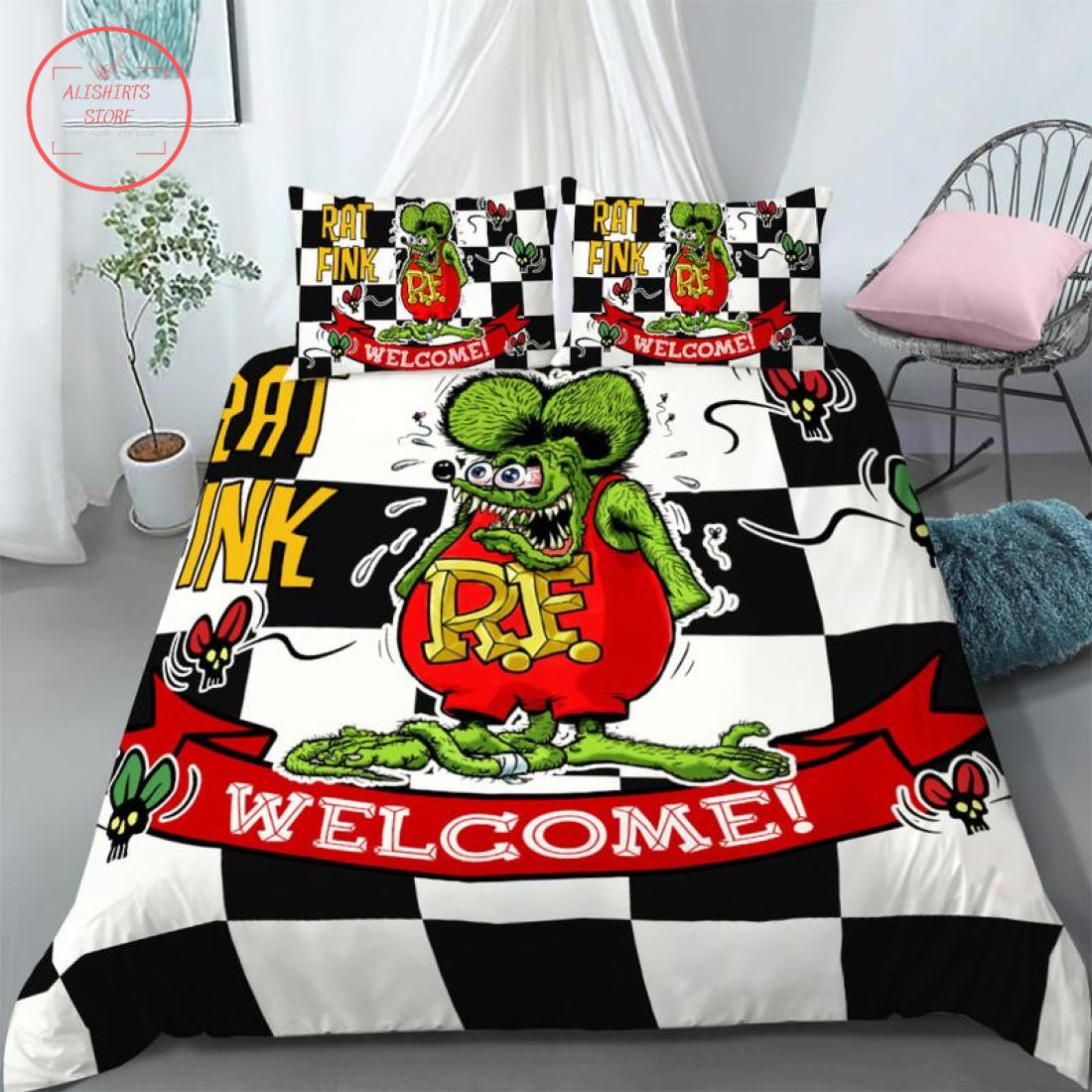 Hotrod Welcome Rat Fink Bedding Set