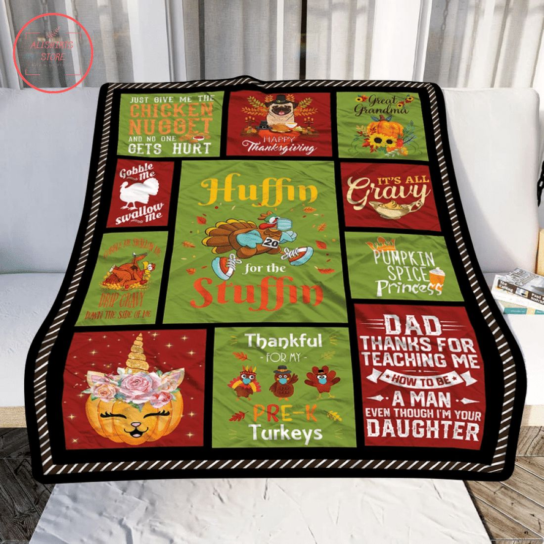 Huffin for the Stuffin Funny Thanksgiving Fleece Blanket