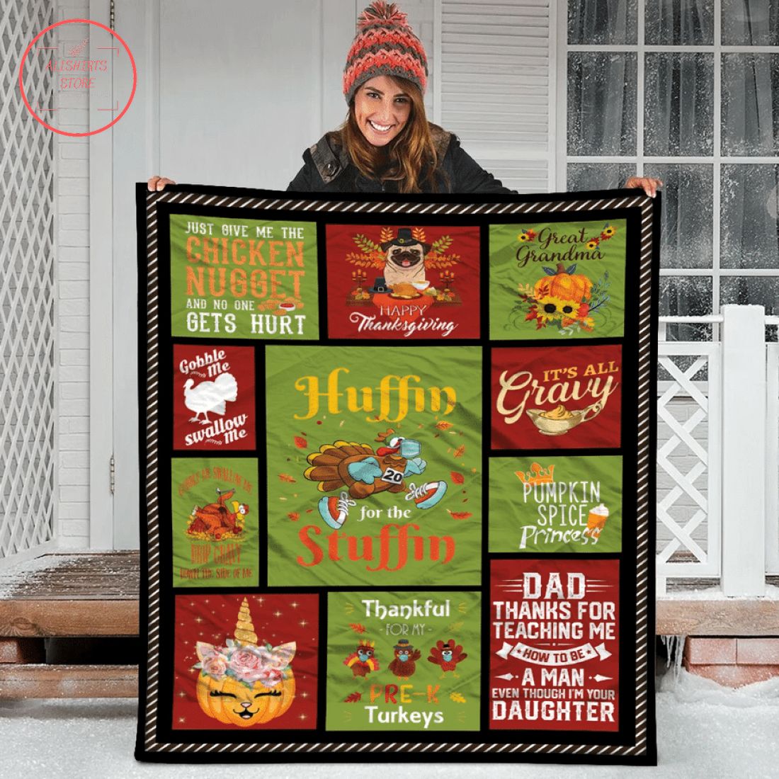 Huffin for the Stuffin Funny Thanksgiving Fleece Blanket