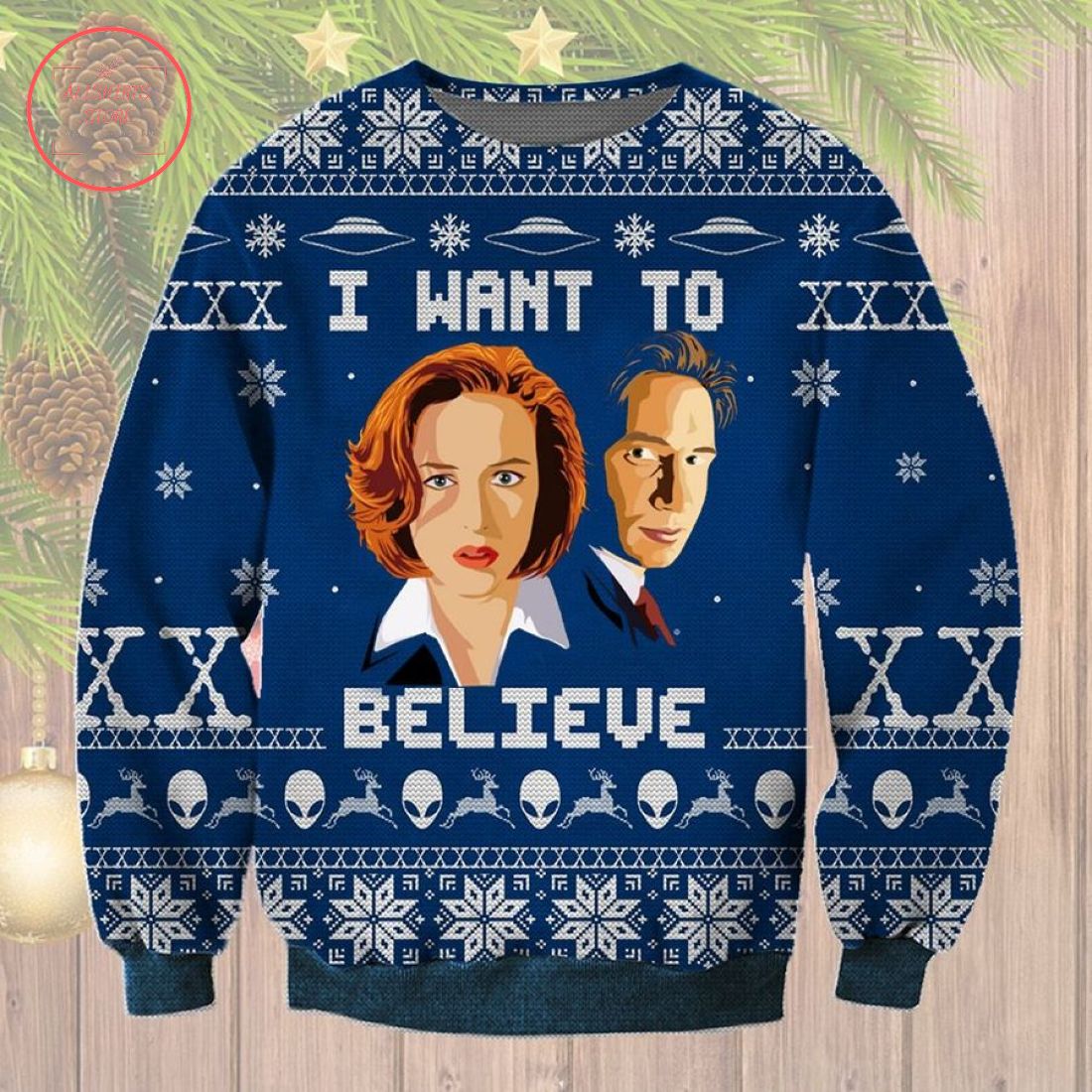 I Want to Believe X-Files Ugly Christmas Sweater