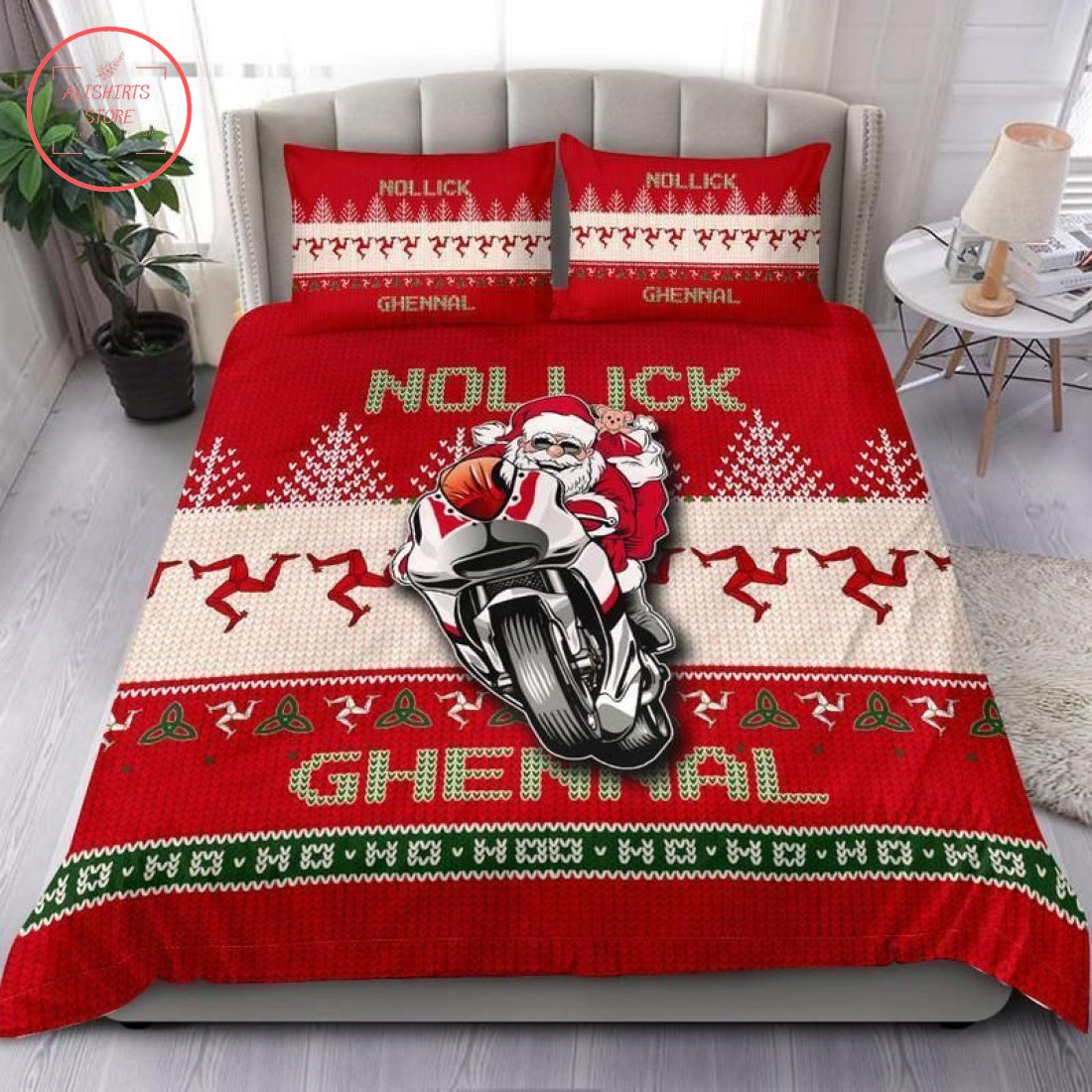 Isle of Man Celtic Christmas Manx Santa Bedding Set