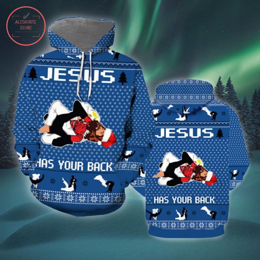 Jesus Has Your Back 3D Christmas Hoodie