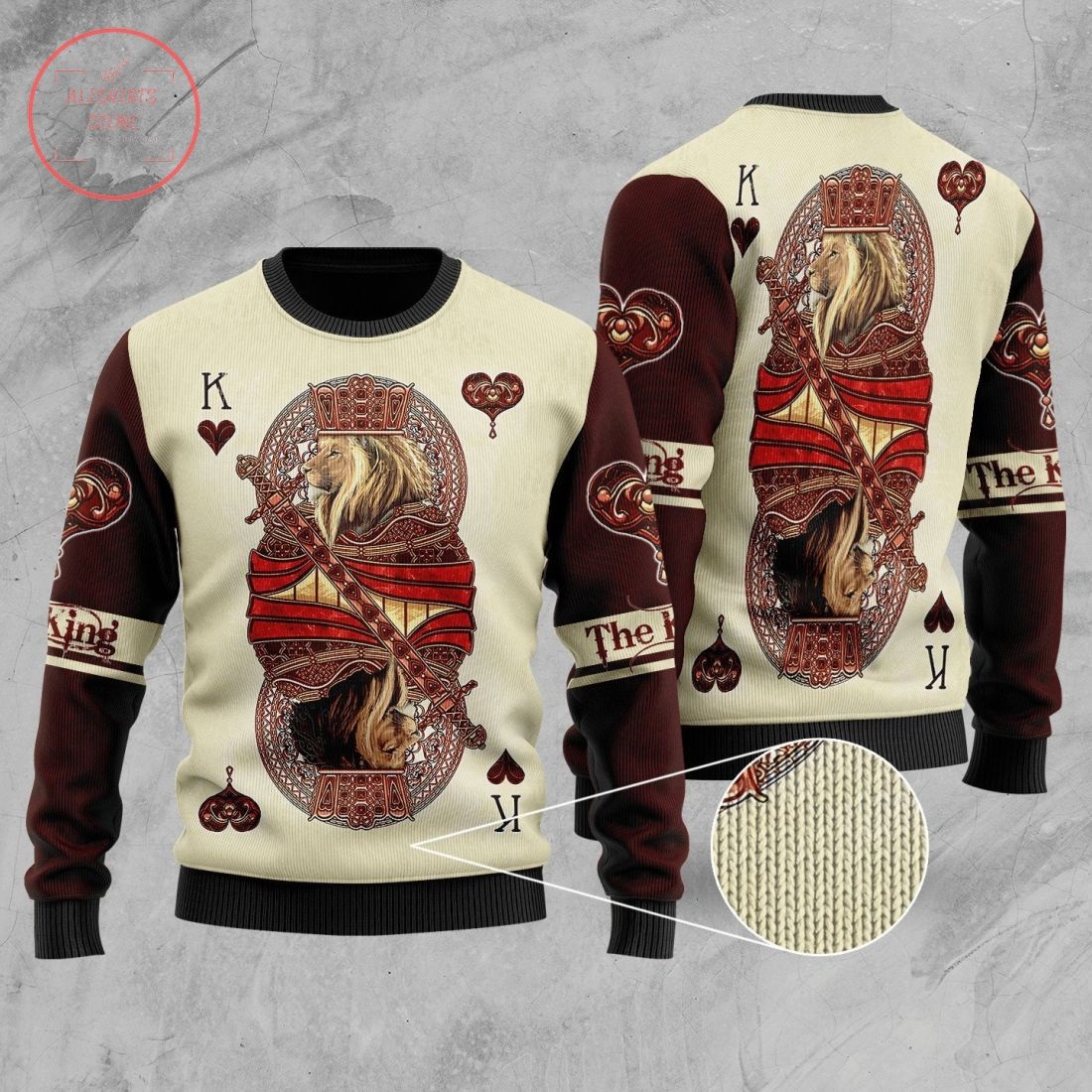 King Hearts Lion Poker Ugly Christmas Sweater