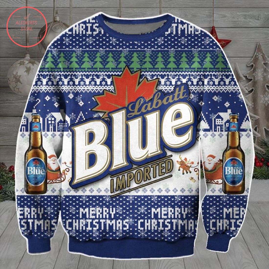 Labatt Blue Imported Canadian Pilsener Ugly Christmas Sweater