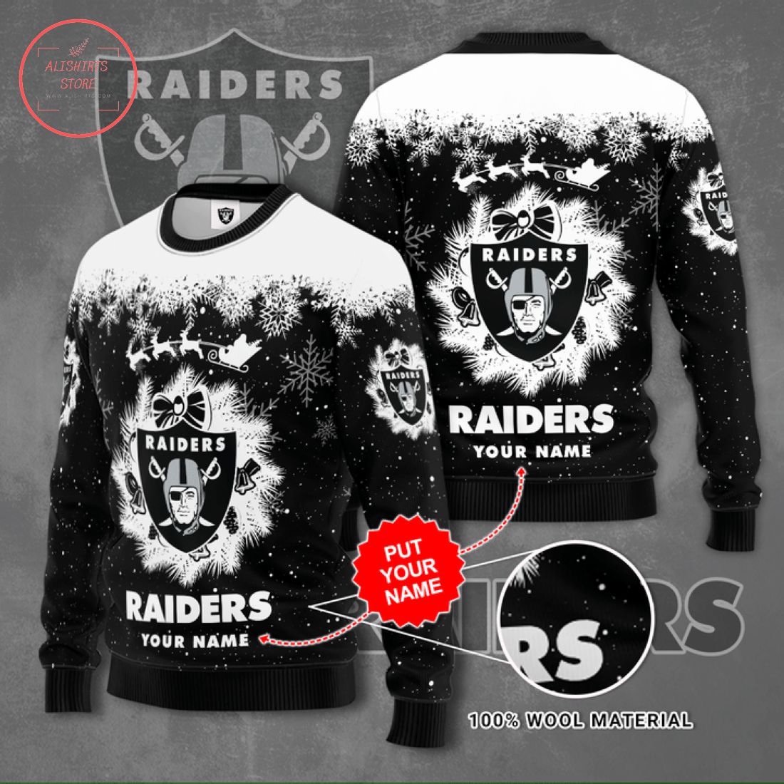 Las Vegas Raiders Personalized Ugly Christmas Sweater