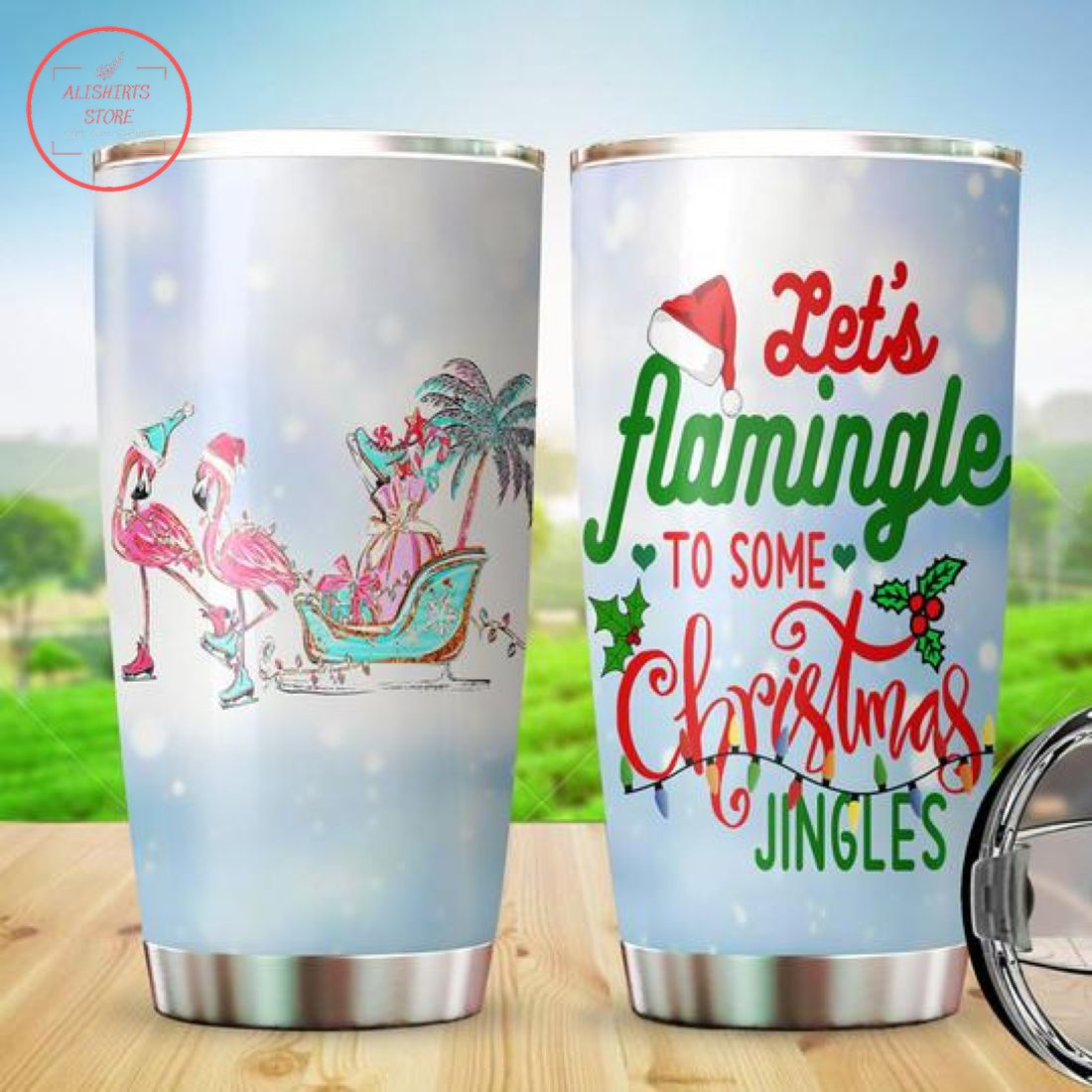 Let's Flamingle To Some Christmas Jingle Tumbler